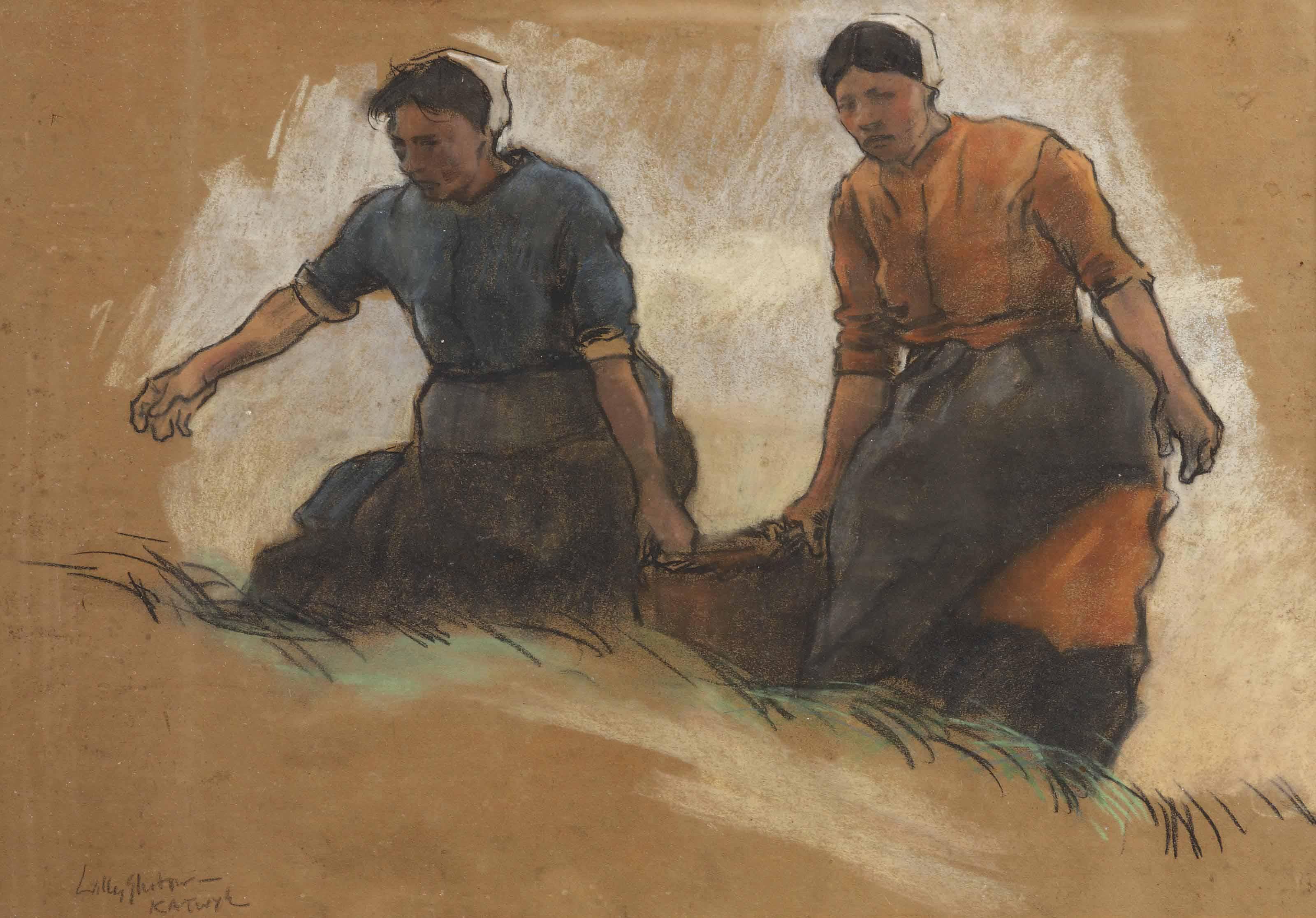 Willy Sluiter - Katwijk; two fisherwomen