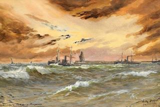 Willy Stöwer - Handelsschutz-Flottille in seegehend