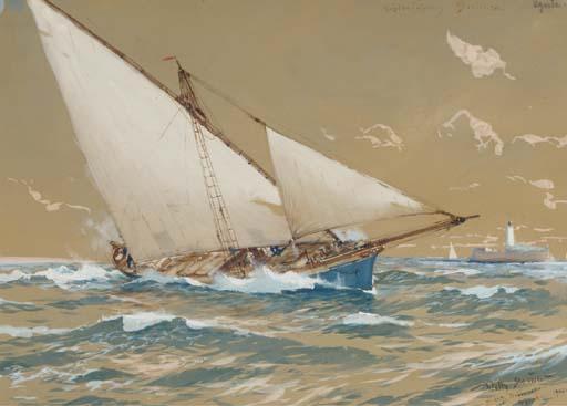 Willy Stöwer - The Royal yacht Hohenzollern sailing off the coast of Syrakus, Sicily