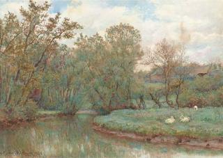 Wilmot Pilsbury, R.W.S. - The Bend of The Stream