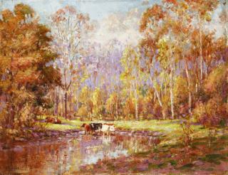 Wilson Henry Irvine - Cows in a Fall Landscape