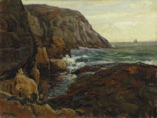 Wilson Henry Irvine - Waves Crashing on the Rocks