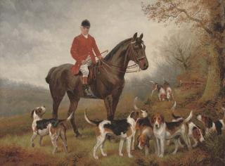 Wilson Hepple - A gentleman with his hunter and hounds
