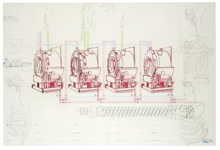 Wim Delvoye - Sans titre #043 (dessin préparatoire pour Cloaca, 2003)