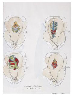 Wim Delvoye - Tattooed Chickens (Hearts)