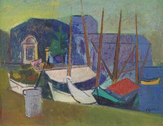 Wim Oepts - Boats in a harbour