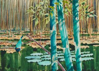 Win Pe - Bamboo and Kingfisher