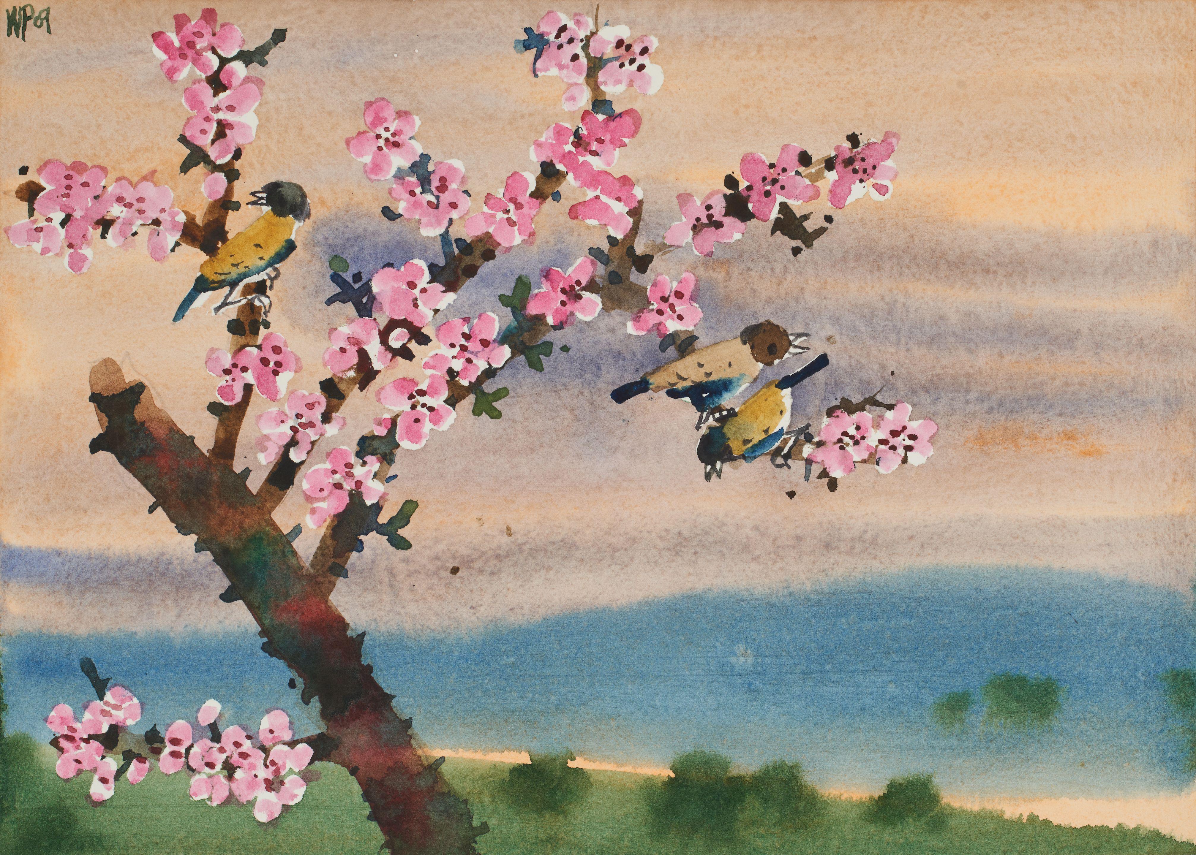 Win Pe - Landscape with Cherries