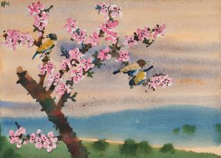 Win Pe - Landscape with Cherries