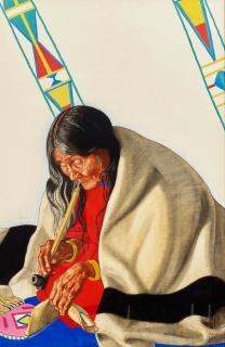 Winold Reiss - Long Time Calf Woman paper 39 x 26 in. framed 45 x 32 in.