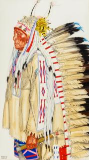 Winold Reiss - Swims Under with Snake Headdress paper 52 x 30 in. framed 57 x 35 in.