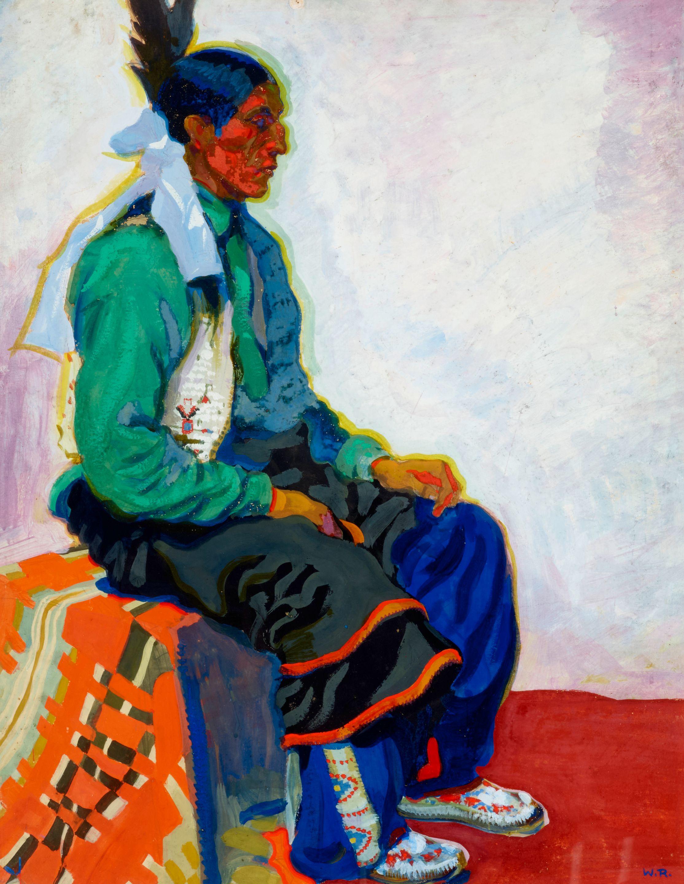 Winold Reiss - Yellow Elk sight 28 x 22 in. framed 35 x 29 in.