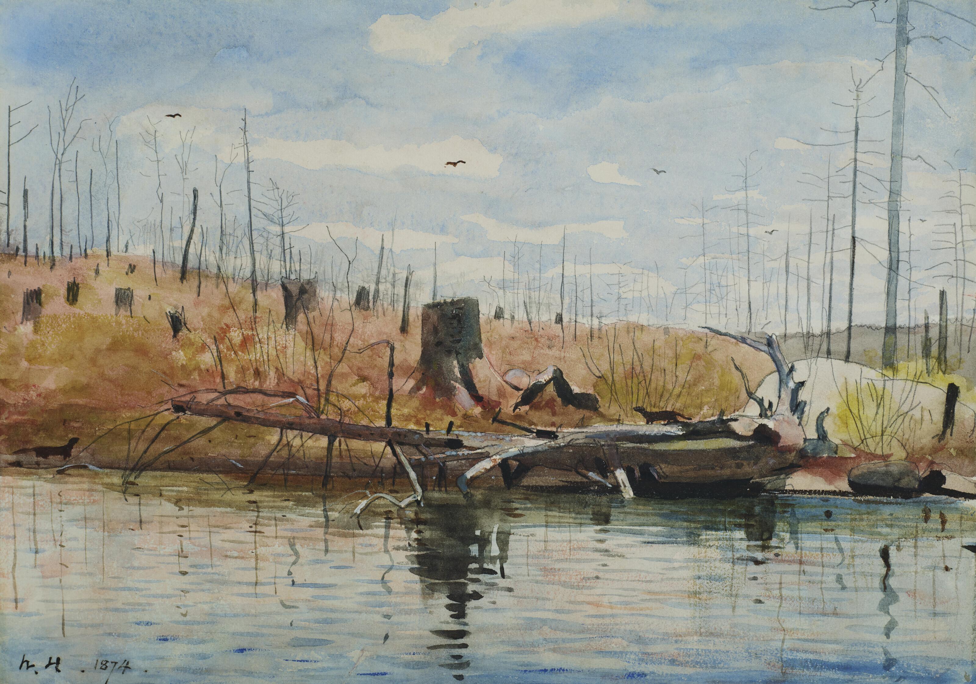 Winslow Homer - Fallen Tree with Minks