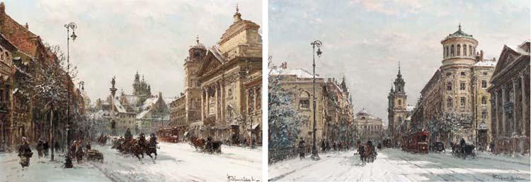 Wladislaw T. Chmielinski - A Winter Day in Warsaw; and A Carriage Ride in Warsaw