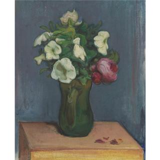 Wladyslaw Slewinski - Cruche De Fleurs Blanches Et Une Rose