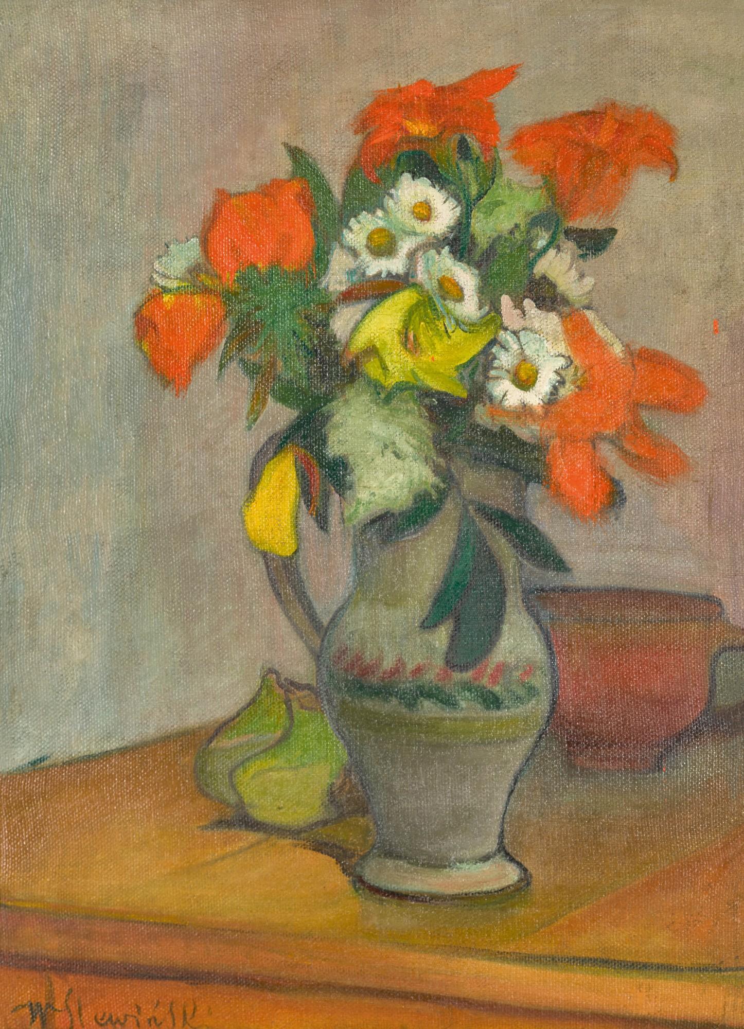 Władysław Ślewiński - Flower Bouquet With Daisies