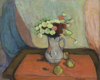 Wladyslaw Slewinski - Vase de fleurs avec trois pommes