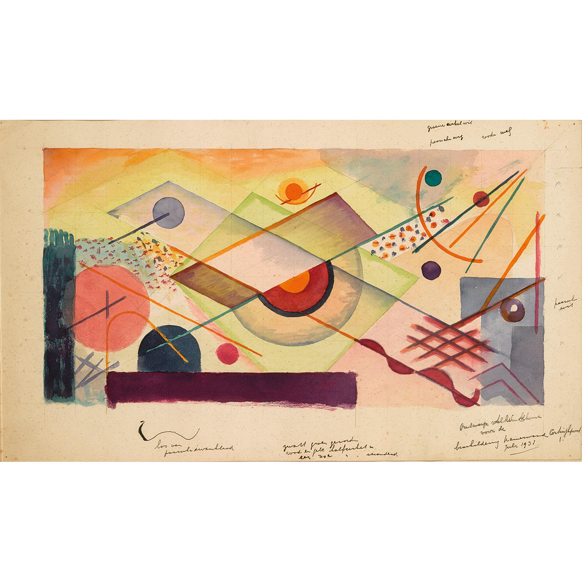 Wobbe Alkema - Dutch Ontwerp Voor De Beschildering Kamerwand Cortinghpoort