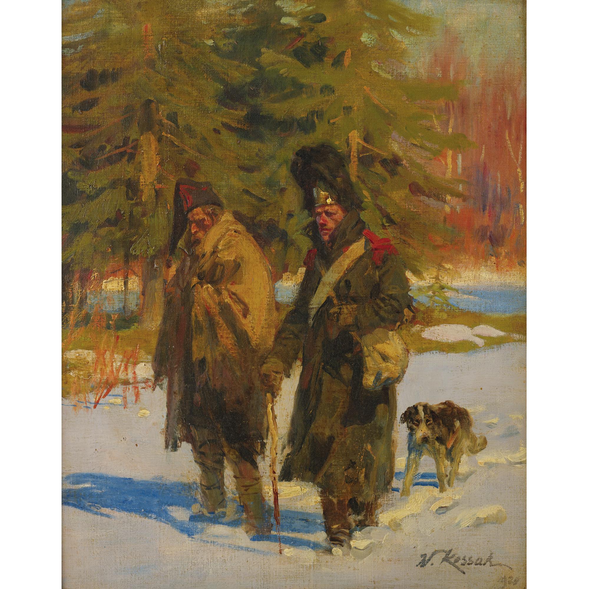 Woiciech Ritter Von Kossak - The French Old Guard Retreating From Russia