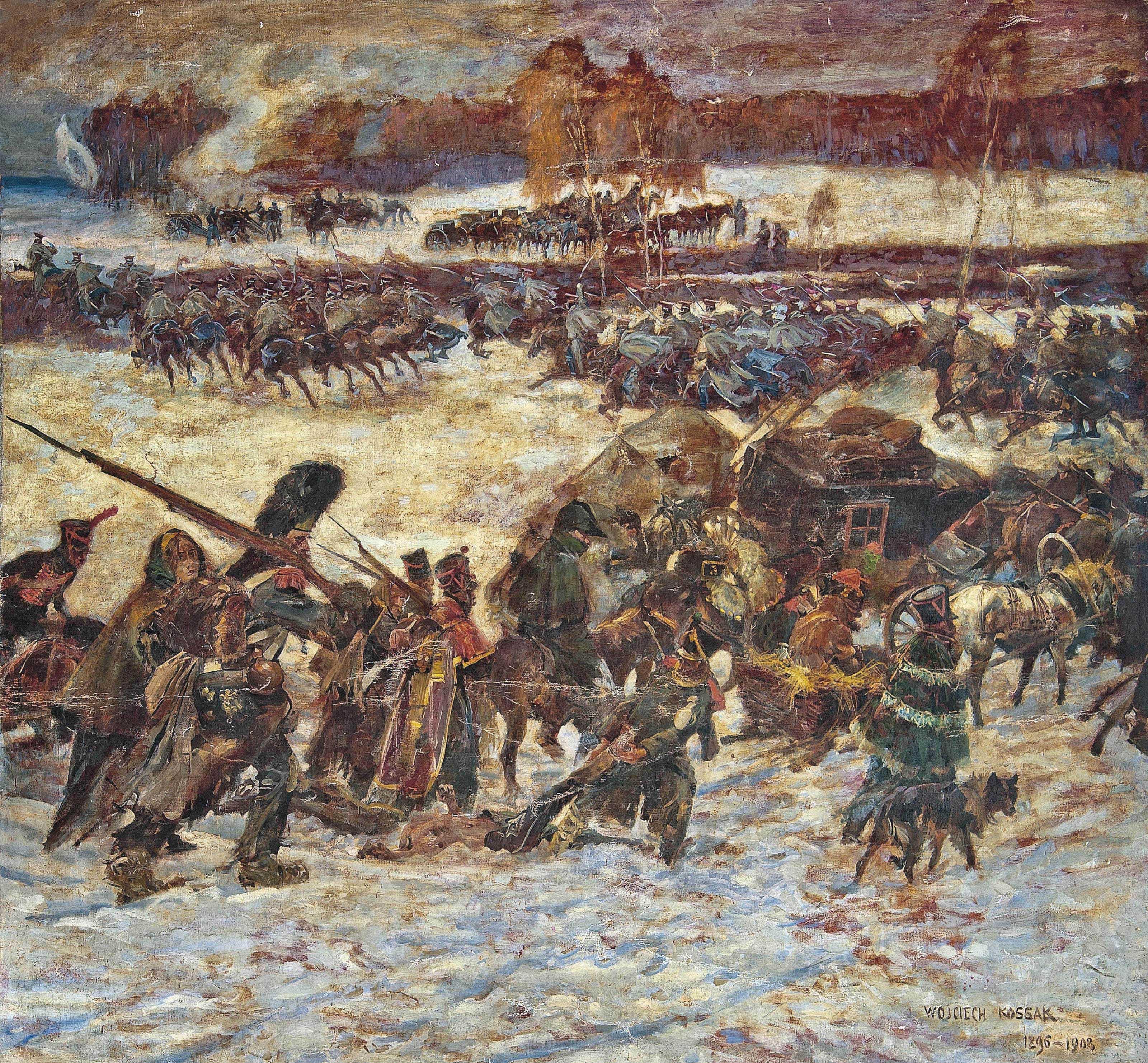 Woiciech von Kossak - Napoleon\'s retreat from Moscow