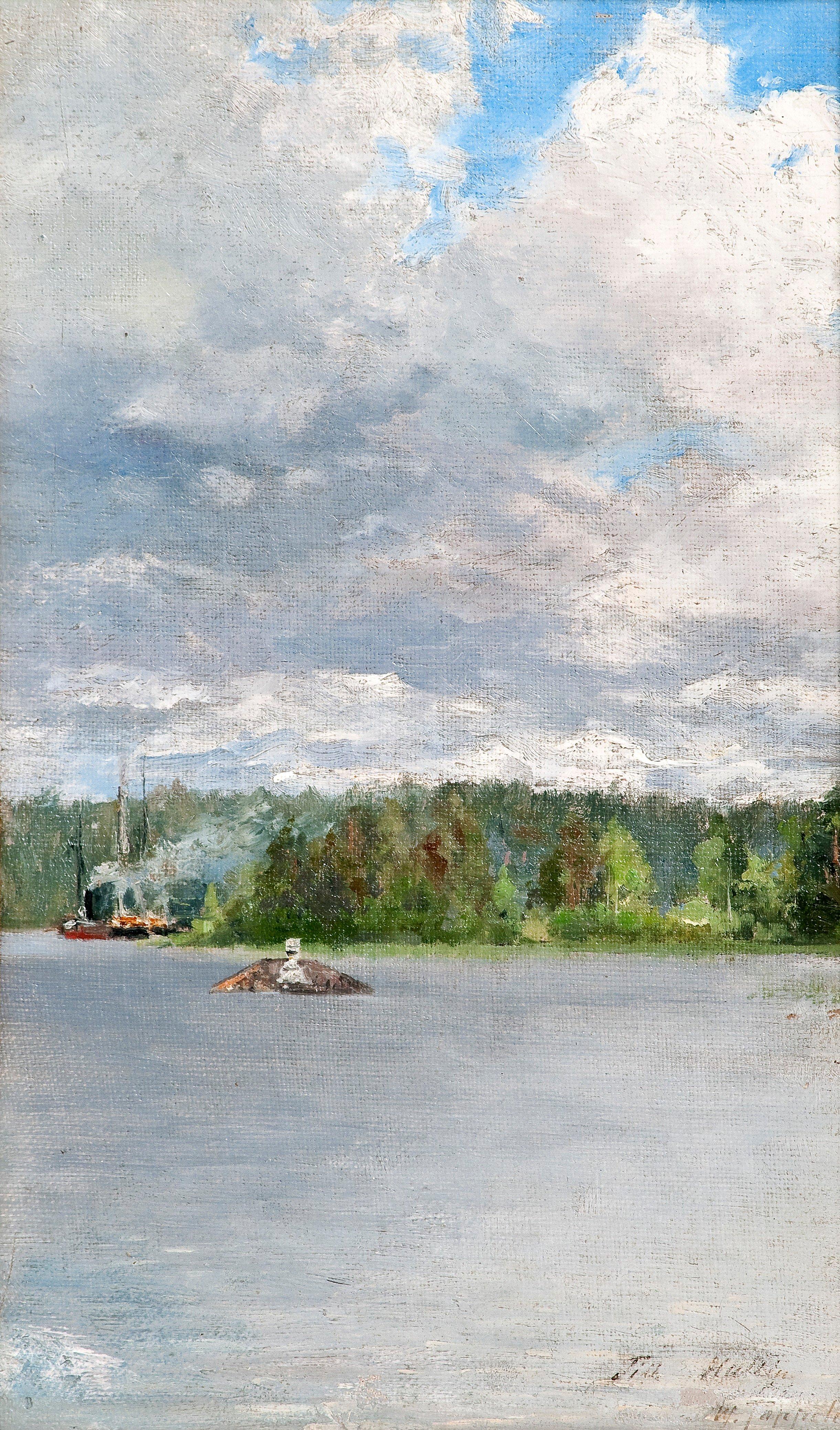 Woldemar Toppelius - Steamship In The Archipelago.