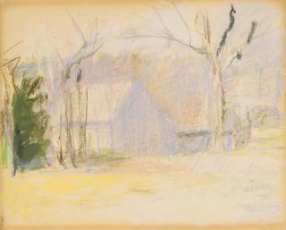 Wolf Kahn - Purple Barn 11 x 14 in. (27.9 x 35.6 cm.)