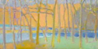 Wolf Kahn - Trees by a Waterway