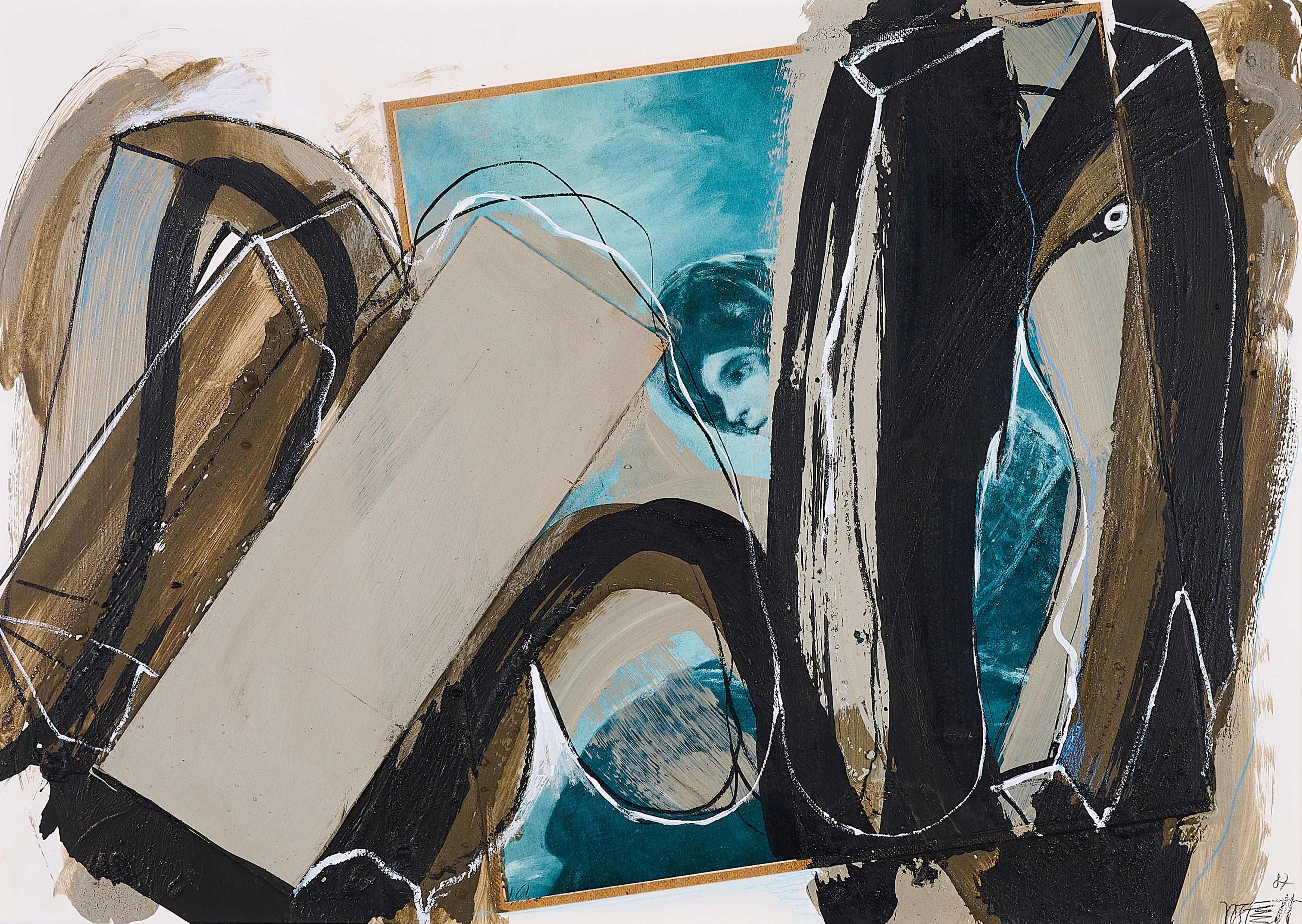 Wolf Vostell - Gouache zu Goya-Bild.