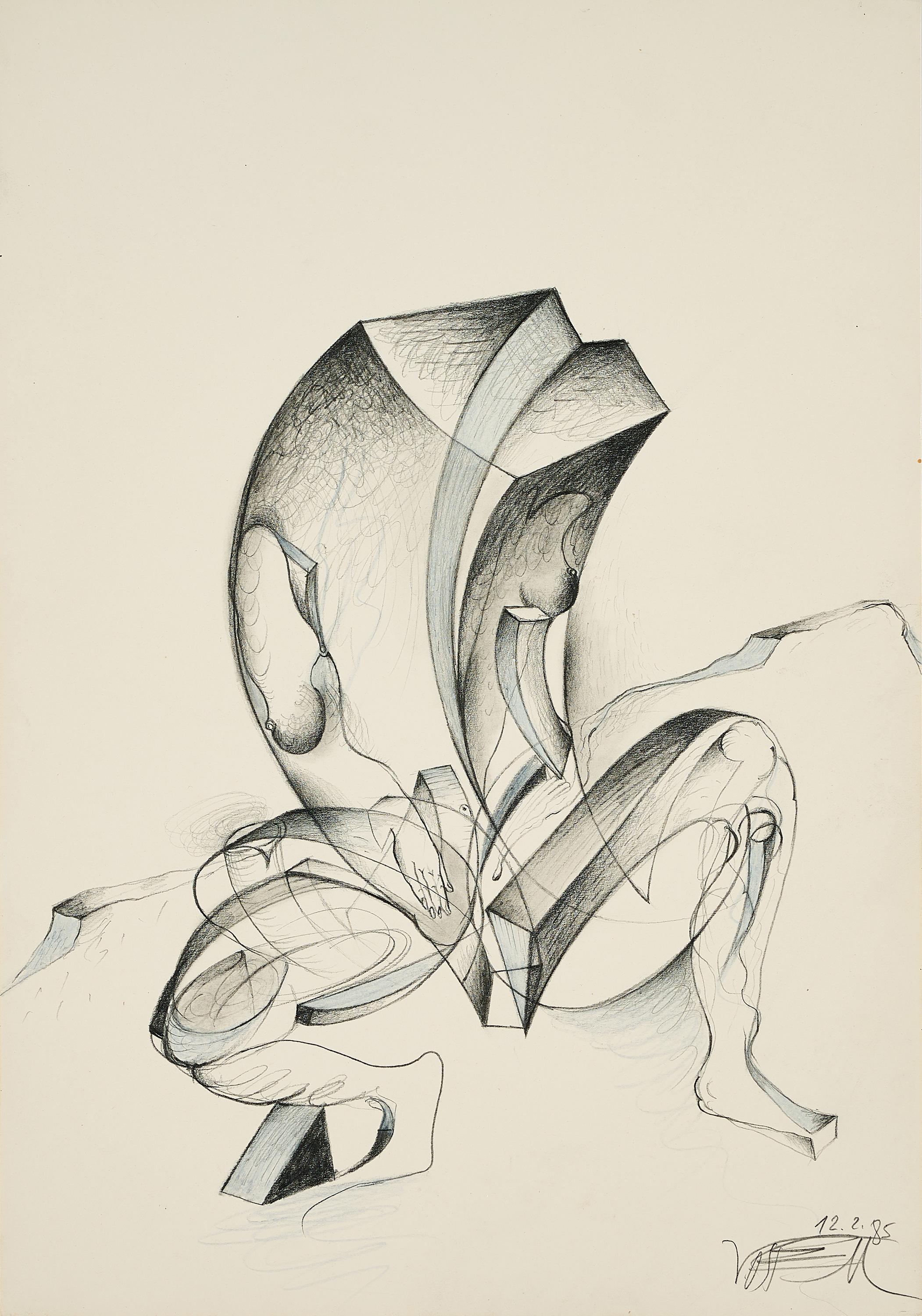 Wolf Vostell - Weiblicher Akt.