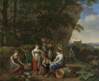 Wolfgang Adam Töpffer - Jeunes Femmes Auprès D\'Une Fontaine Young Women Near A Fountain