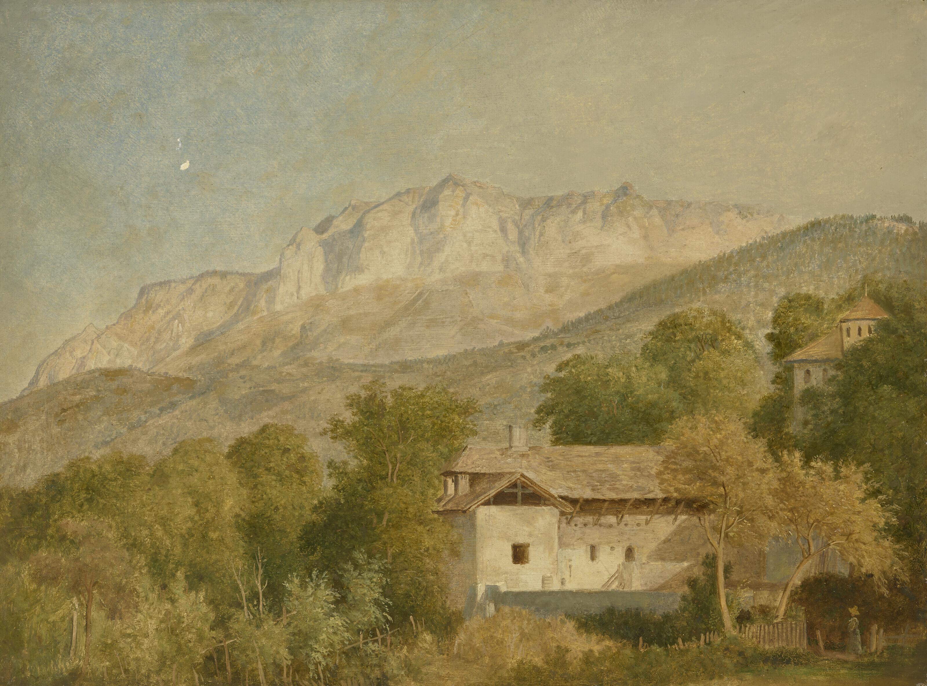 Wolfgang-Adam Töpffer - Vue d\'une ferme et du massif des Mémises, prise depuis St.-Paul-en-Chablais ou Maxilly