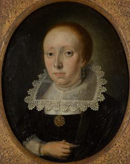 Wolfgang Heimbach - Portrait Of A Lady, Half-Length, Wearing Black With White Lace Collar And Cuffs