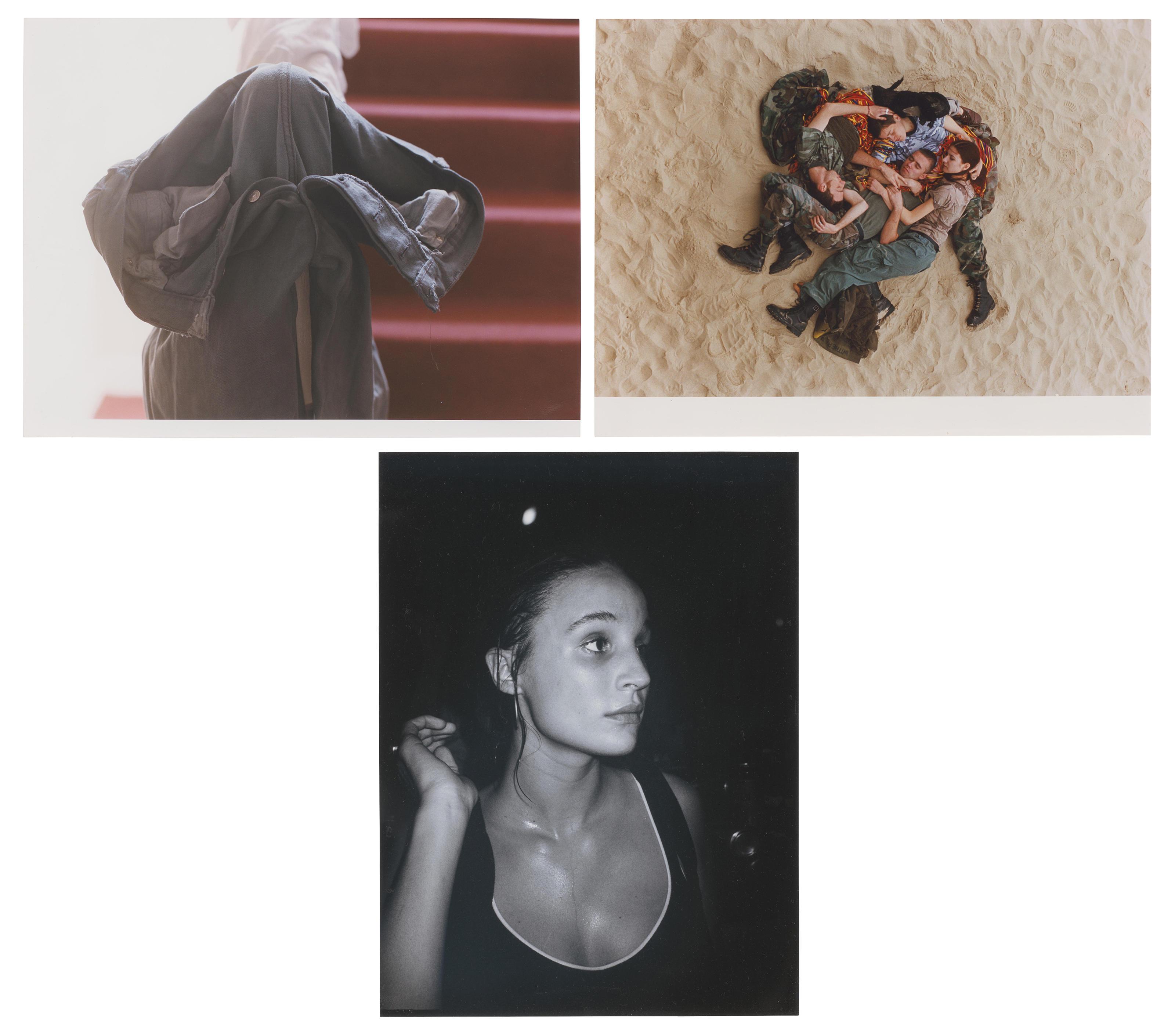 Wolfgang Tillmans - (i) grey jeans over stair post, 1991; (ii) Lutz, Alex, Suzanne and Christoph on Beach, 1993; (iii) Young Woman, Chemistry, 1992