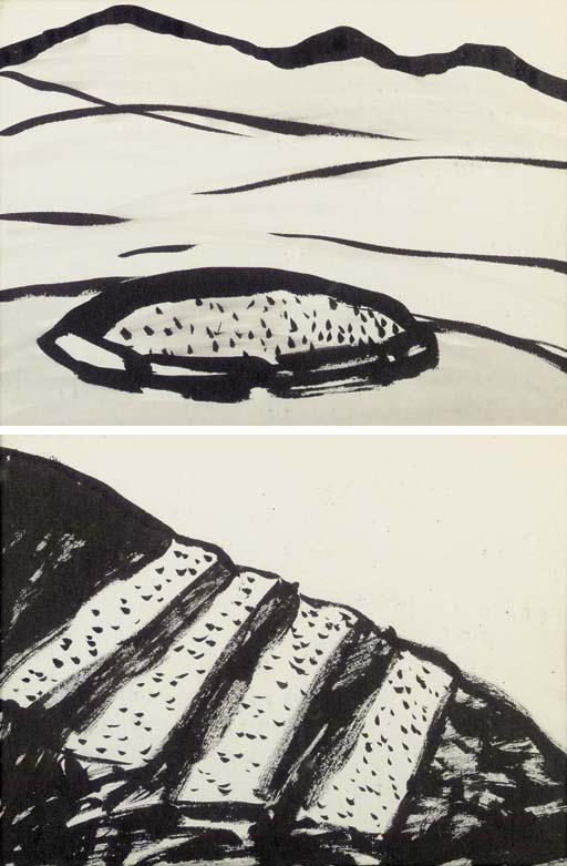 Wonsook Kim Linton - Untitled (Landscape) Untitled (Terraced hillside)