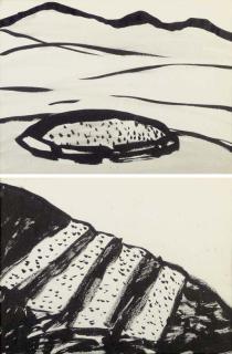 Wonsook Kim Linton - Untitled (Landscape) Untitled (Terraced hillside)