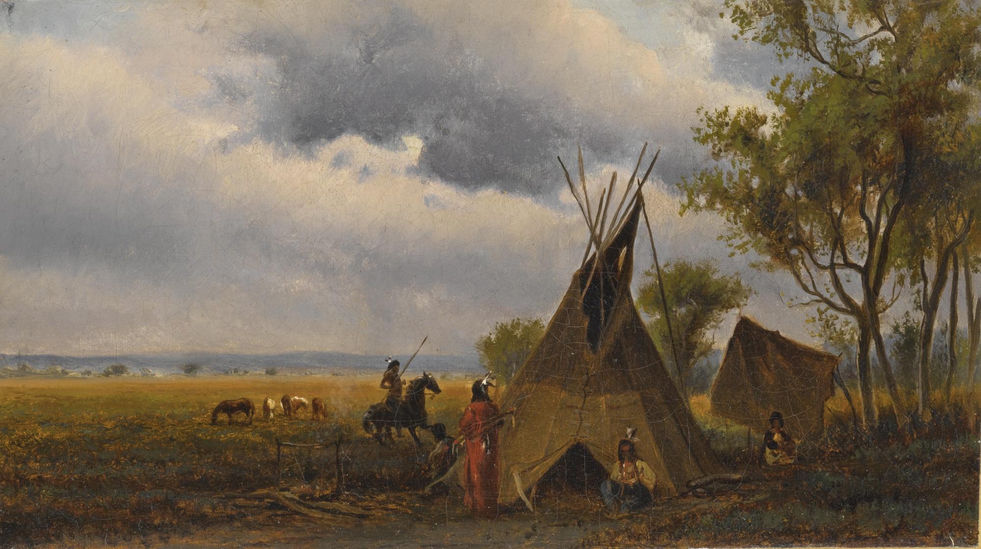 Worthington Whittredge - Landscape With Teepee And Indians