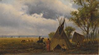 Worthington Whittredge - Landscape With Teepee And Indians