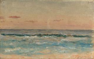 Worthington Whittredge - Waves Rolling in on a Sandy Beach