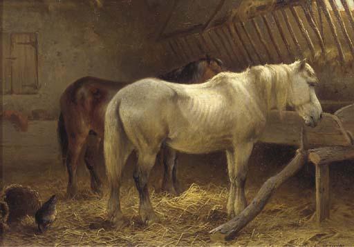 Wouter Verschuur Jun. - Horses in a stable