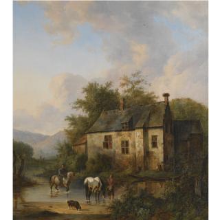 Wouter Verschuur - Dutch horses Watering By A Country House