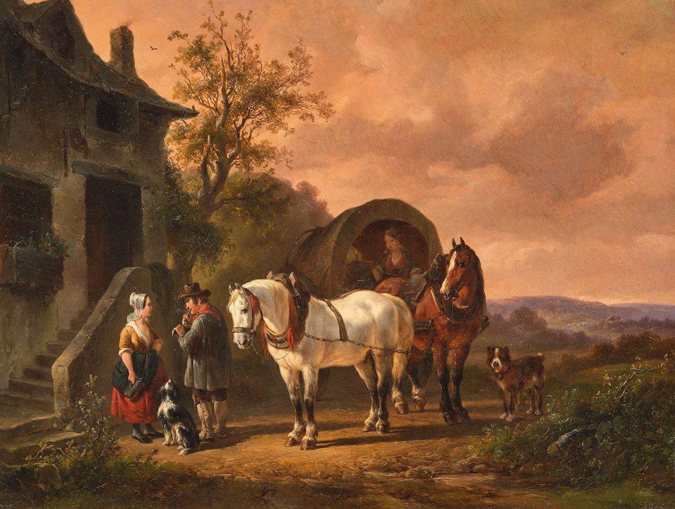 Wouter Verschuur - Rast am Gasthaus. 1846.