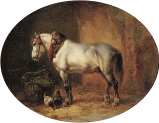 Wouterus Verschuur - A grey in a stable