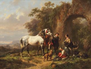 Wouterus Verschuur - A rest by the ruin