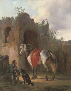 Wouterus Verschuur - A traveller resting at the ruins