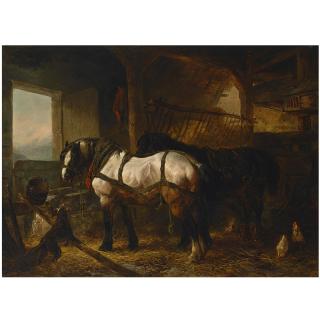 Wouterus Verschuur - Dutch Horses In A Stable