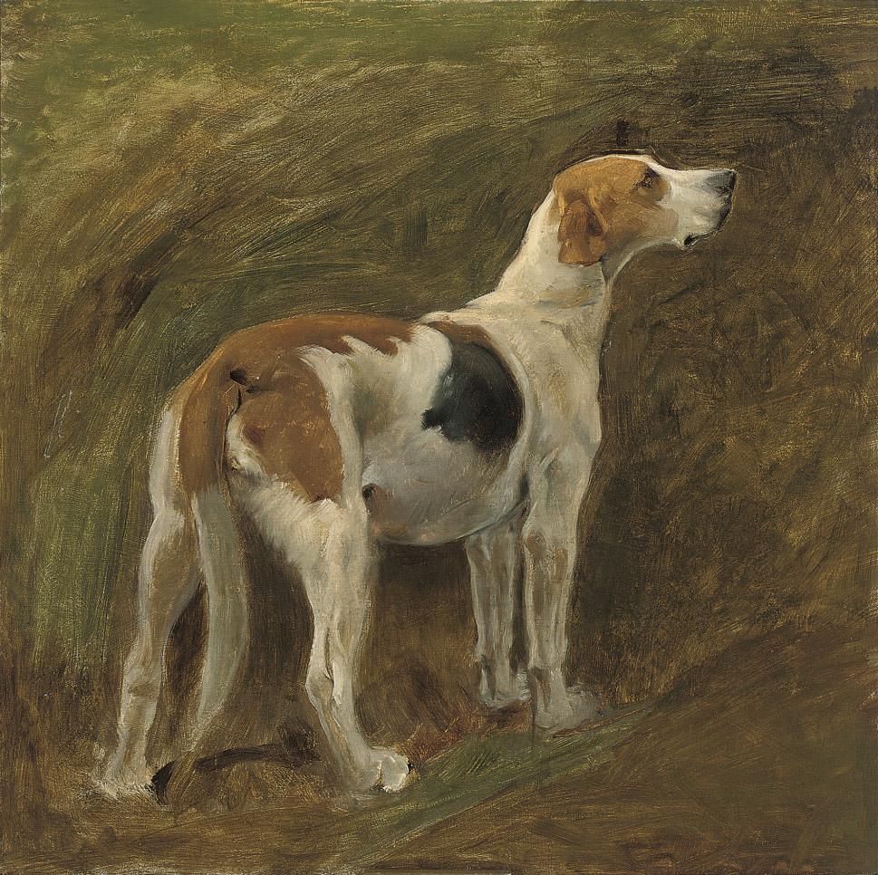 Wright Barker, R.B.A. - A favourite hound, J. Gwen