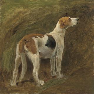 Wright Barker, R.B.A. - A favourite hound, J. Gwen