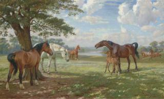 Wright Barker - Mares with a Foal in Parkland