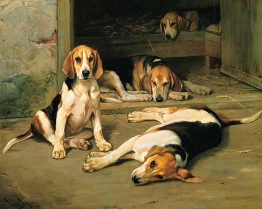 Wright Barker - Two Couples Resting In A Kennel