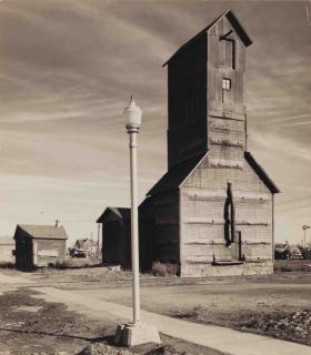 Wright Morris - Light Pole and Grain Elevator; and Family Portrait, Season\'s Greetings, Nebraska, c. 1945